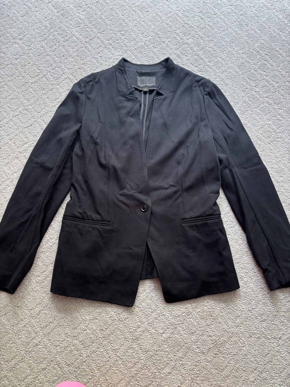 Banana Republic Black Collarless Single-Button Blazer